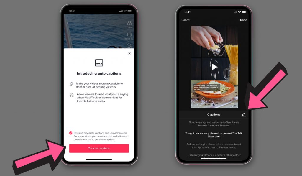 Enfoque en los subtítulos de TikTok