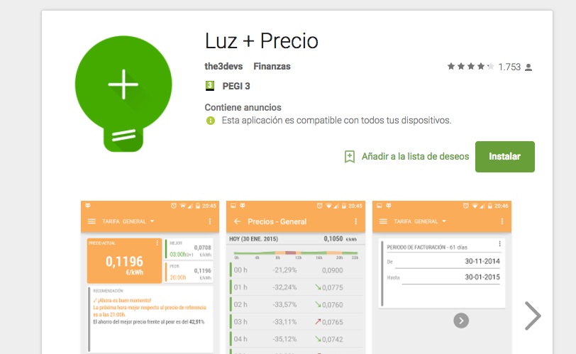 app luz + precio