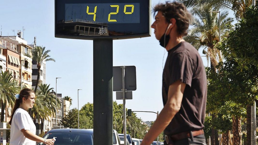 Hombre paseando a 42 grados