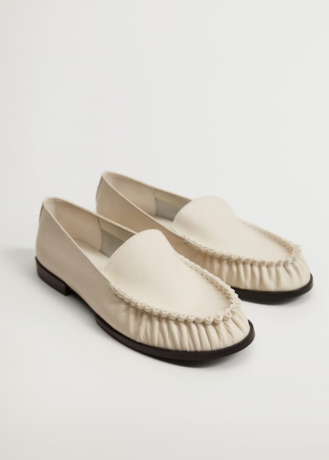 Mocasines piel fruncido par de costado