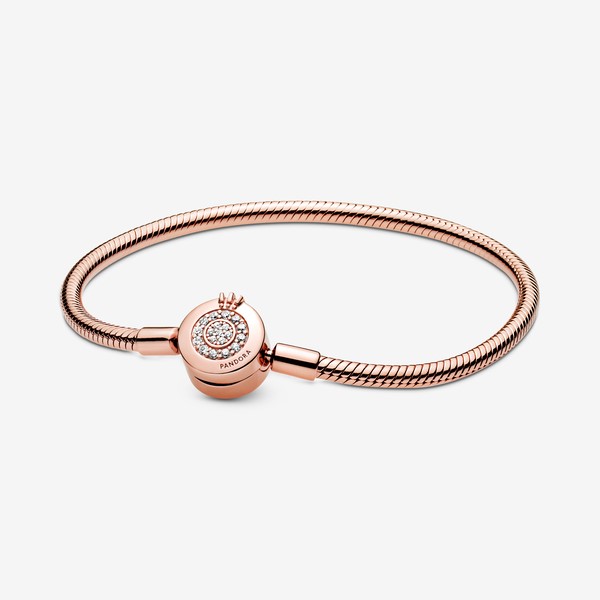 Pulsera Diseño Cadena de Serpiente O Coronada Brillante de Pandora Moments Oro Rosa
