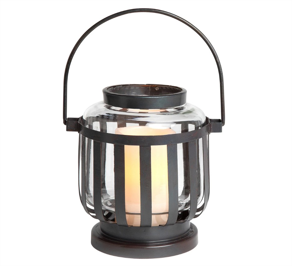 farol de metal y cristal