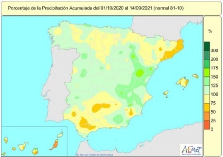 Las lluvias de septiembre rebajan el déficit de precipitaciones acumulado al 5%