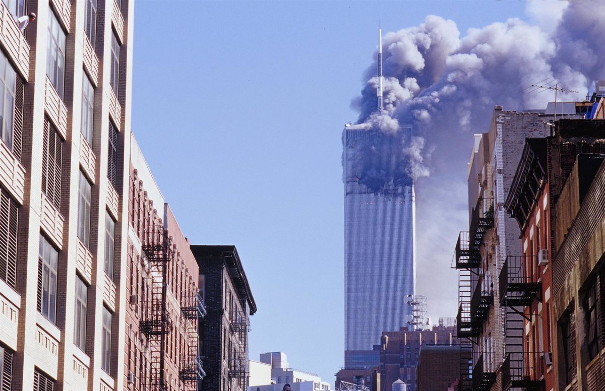 Una de las dos Torres Gemelas tras los atentados del 11-S