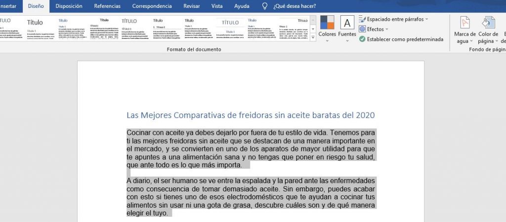 Justifica tus párrafos en la herramienta