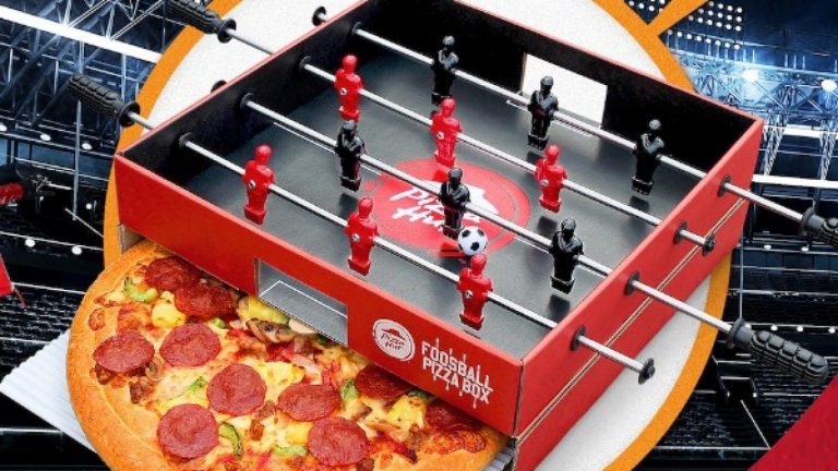Las cajas de pizza con futbolín de Pizza Hut y otros inventos que petaron