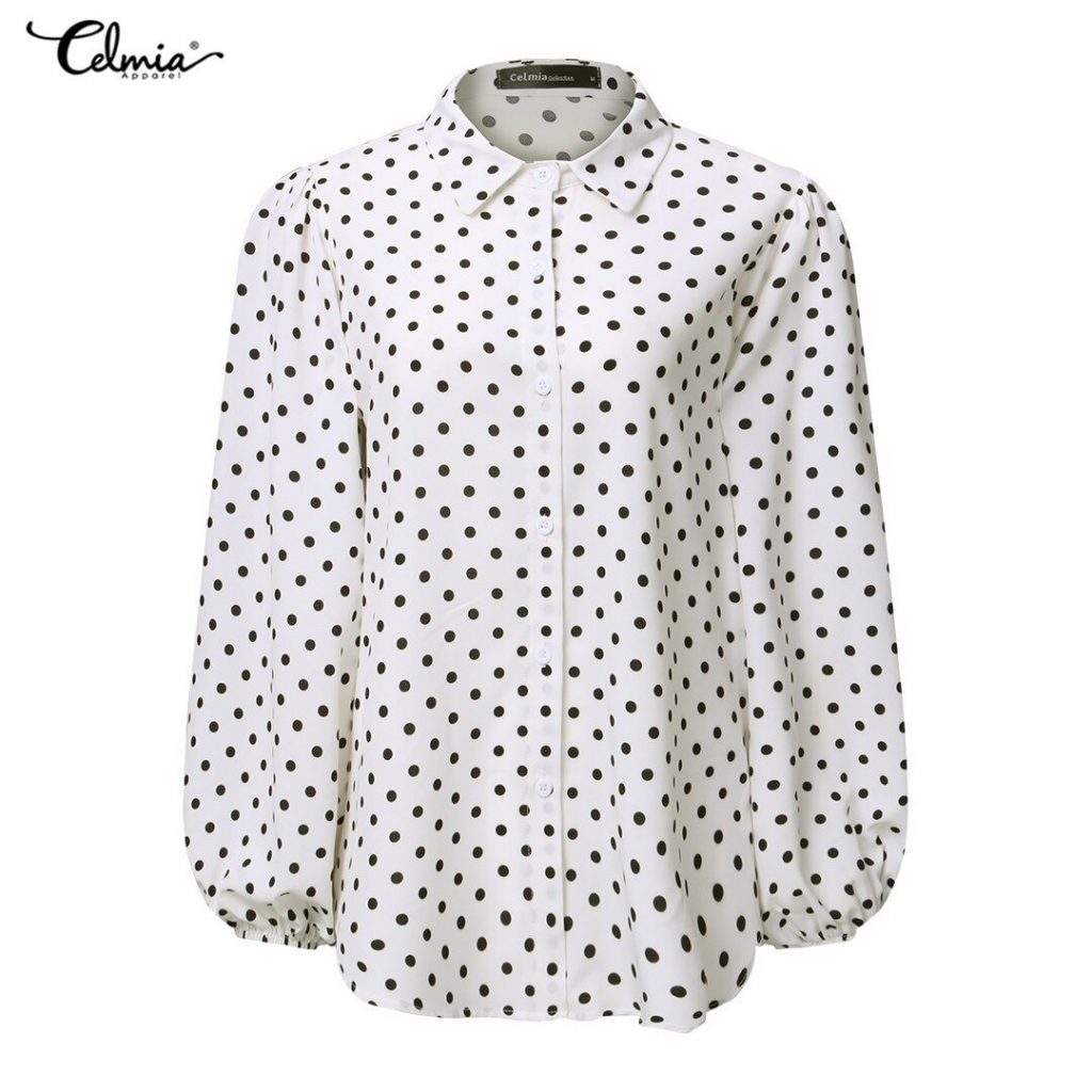Celmia blusa blanca con lunares