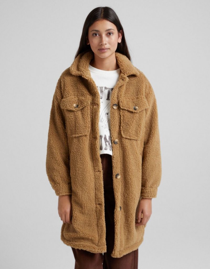 Sobrecamisa larga efecto borrego