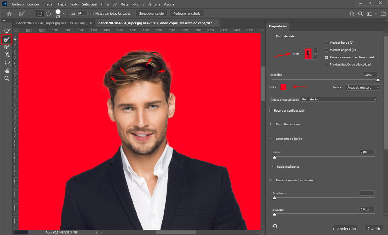 how to photoshop someone into a picture refine selection