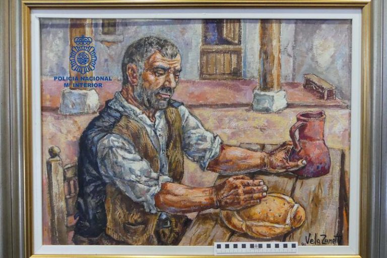 Recuperado en una casa de empeños de Lugo un cuadro del pintor Vela Zanetti