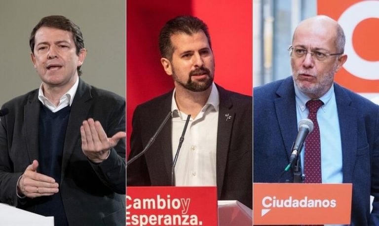 Tudanca, Mañueco e Igea, cara a cara este lunes en el primer debate