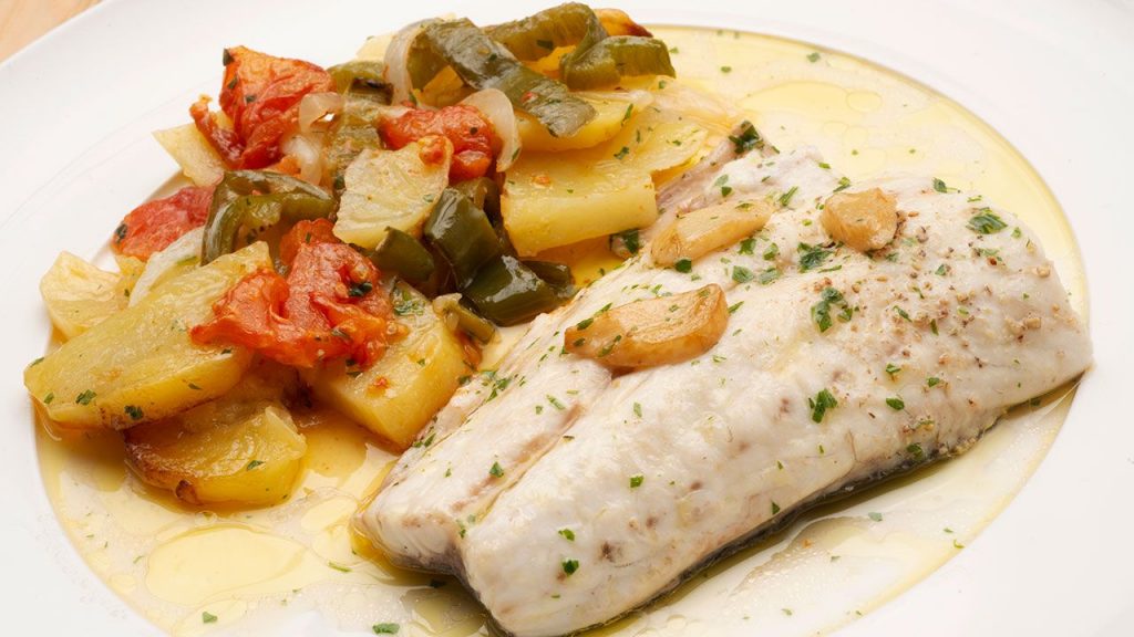 La cama a tu alimento de mar  horno 