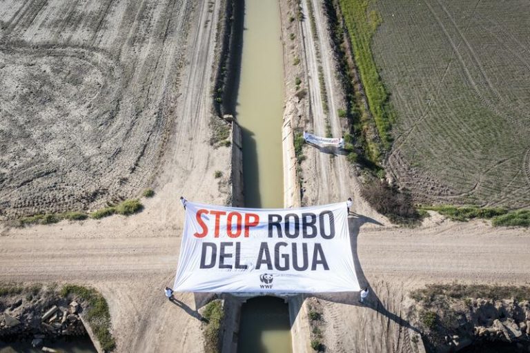 WWF despliega pancartas gigantes en Doñana, Daimiel y Mar Menor