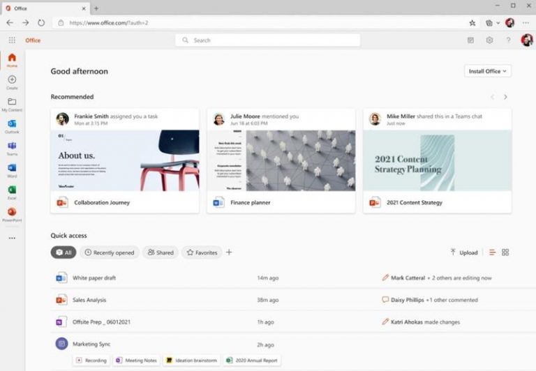 Microsoft renueva la versión 'online' de Office con nuevos paneles y accesos directos