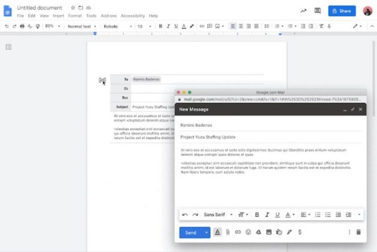 Google Docs introduce un borrador para redactar correos electrónicos antes de enviarlos por Gmail