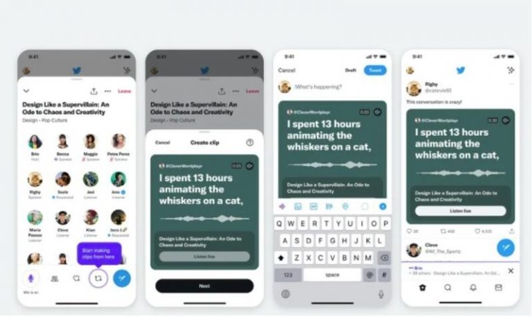 Twitter Spaces permite grabar y compartir clips de audio de 30 segundos