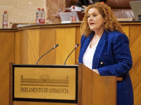 La diputada del PSOE-A Araceli Maese interviene en el Pleno del Parlamento andaluz para defender una proposición no de ley sobre medidas económicas y sociales para paliar el impacto de la invasión de Ucrania.