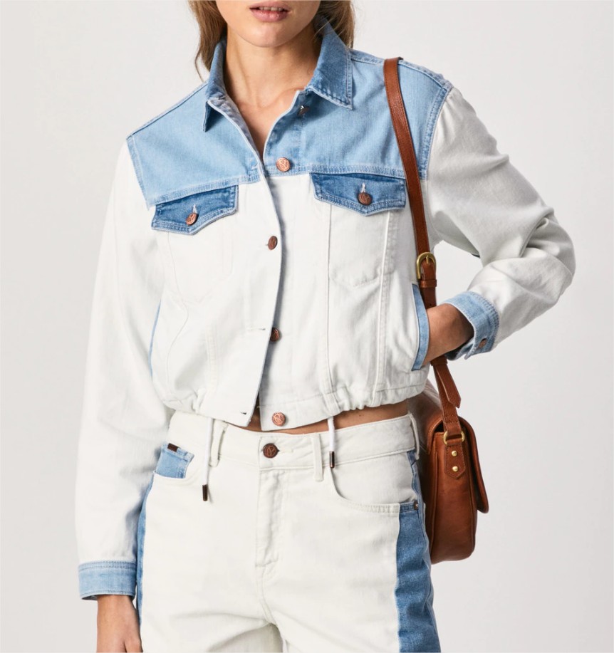 cazadora bicolor fit boxy pepe jeans
