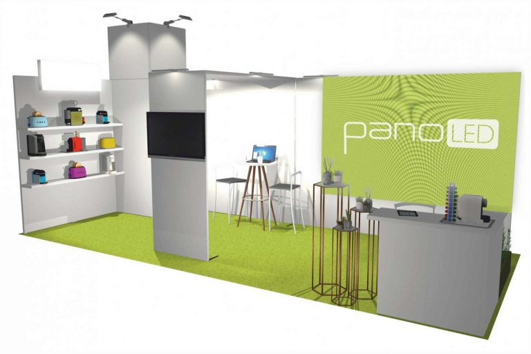 Los paneles LED de Olika Stands que permiten crear vídeo wall modulares en el stand