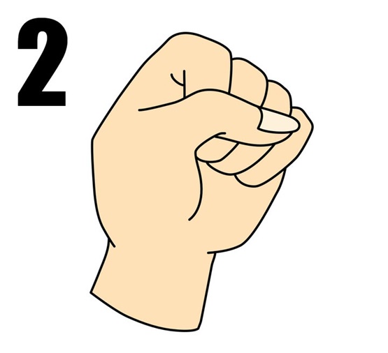 Si cierras el puño con el pulgar apretando los dedos