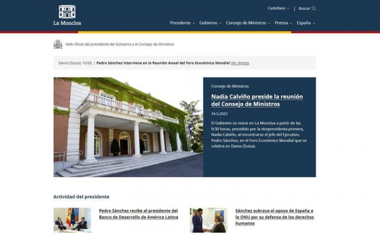 La Moncloa estrena nuevo diseño de su web para mejorar el acceso a la actividad de Sánchez