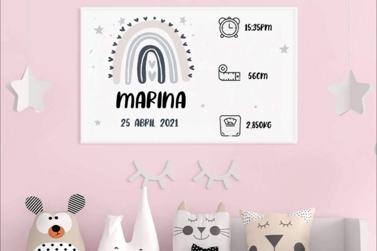 Adquirir un cuadro personalizado para el nacimiento de un bebé en VeAlma