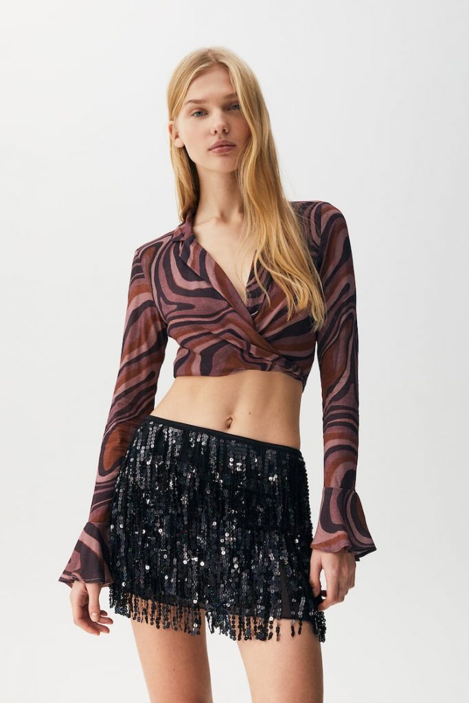 Blusa cropped print retro nudo