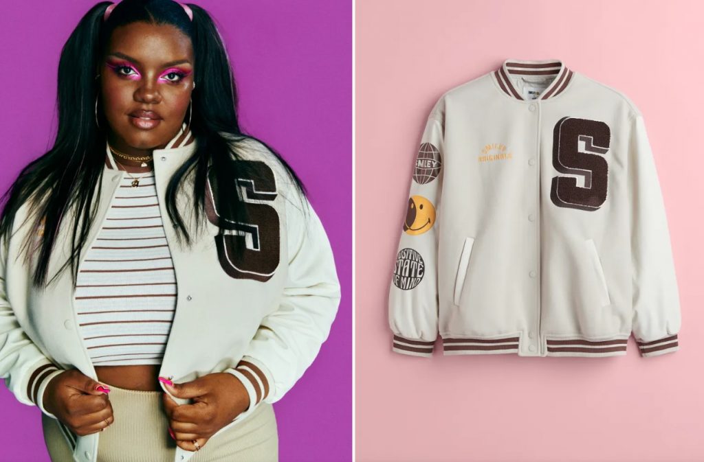 Chaqueta de béisbol con motivo estampado