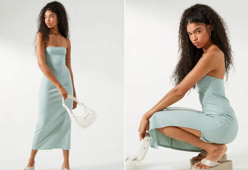 Vestido bandeau en punto de canalé