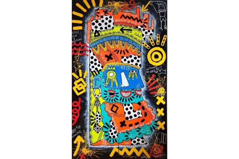 La investigación sobre la historia precolombina y el arte urbano se reflejan en la obra de Guto Ajayu