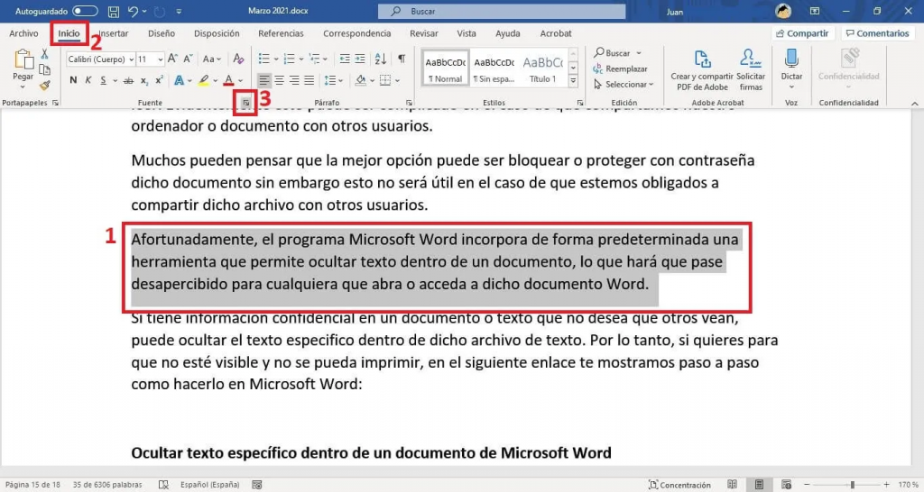 ¿Para que sirve el texto oculto de Word?