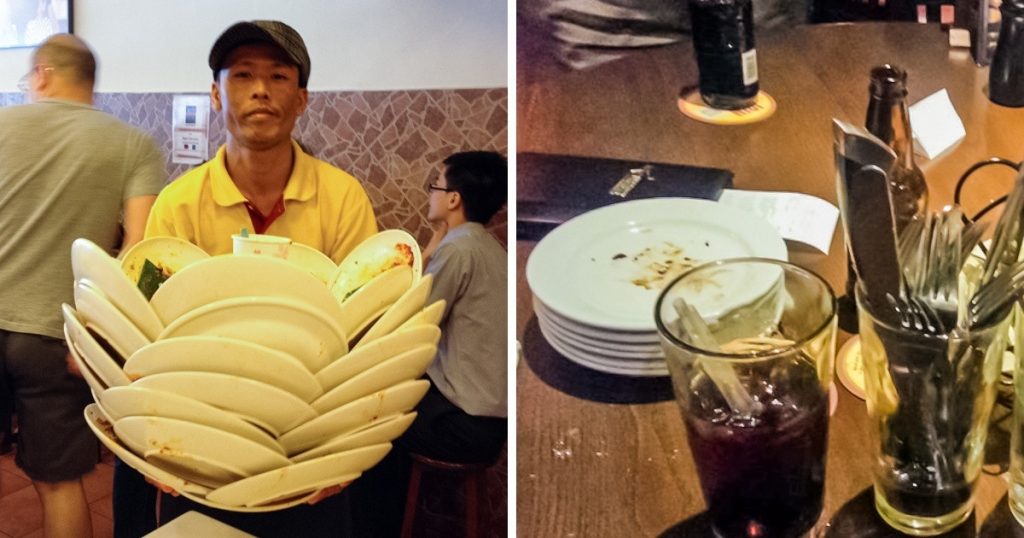 Al retirarte, dejar la mesa echa un desastre