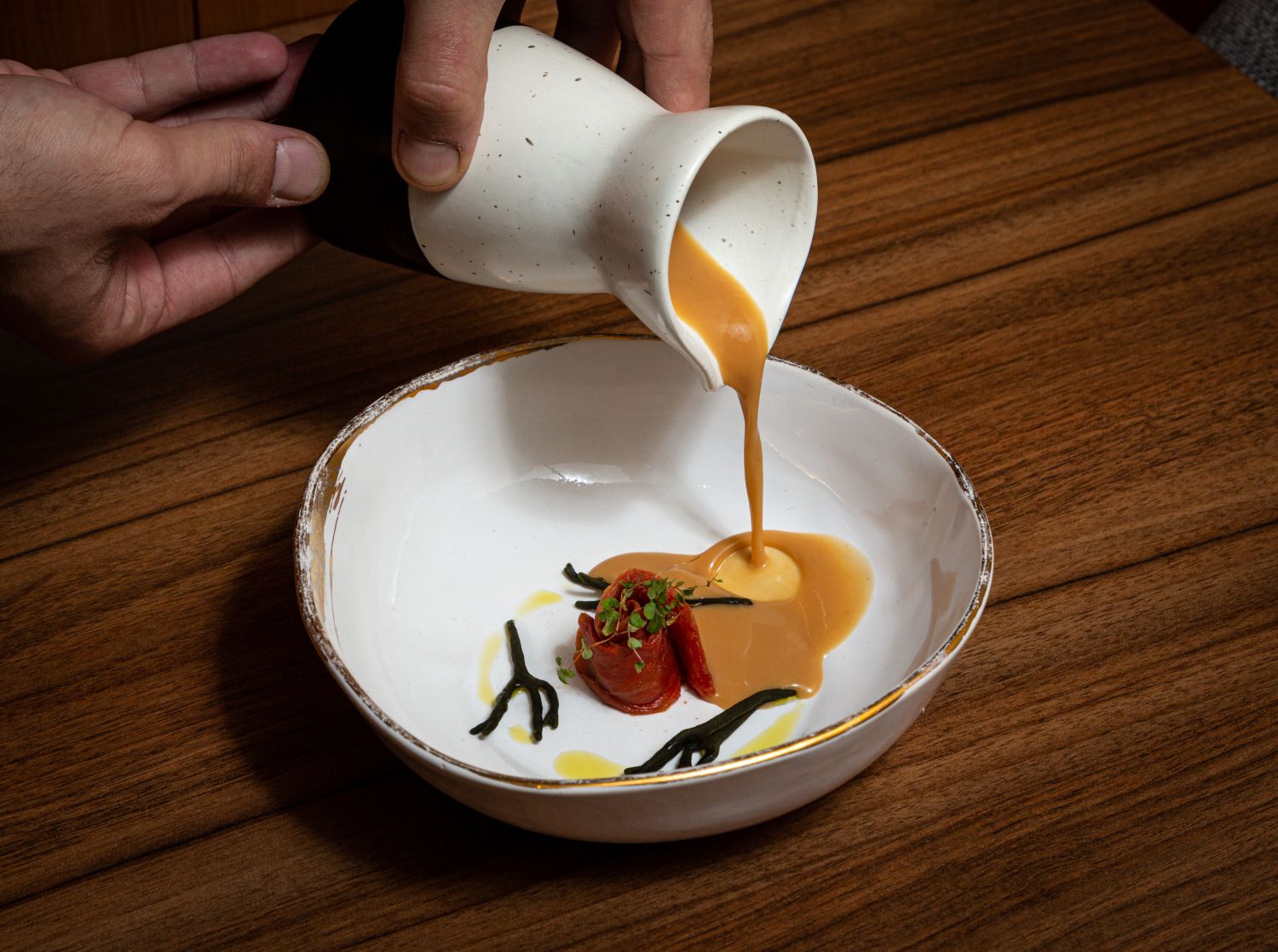 Porrusalda de miso alga codium y tomate pasificado 1