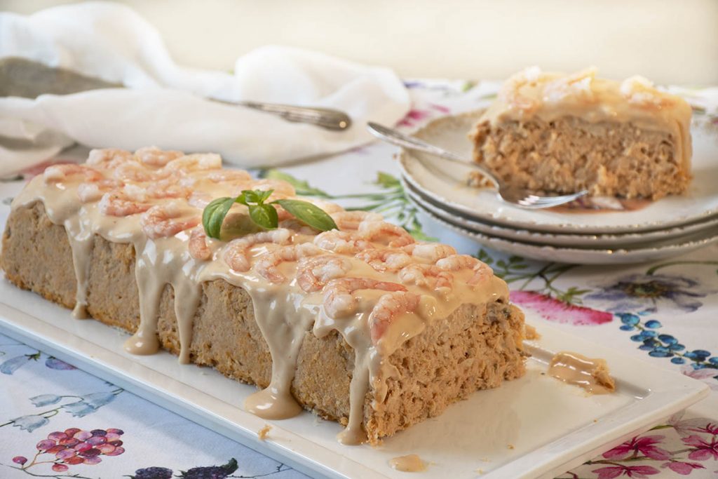 pastel de pescado con langostinos