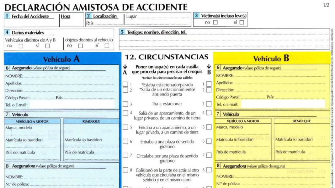 Identificación de los implicados en el accidente