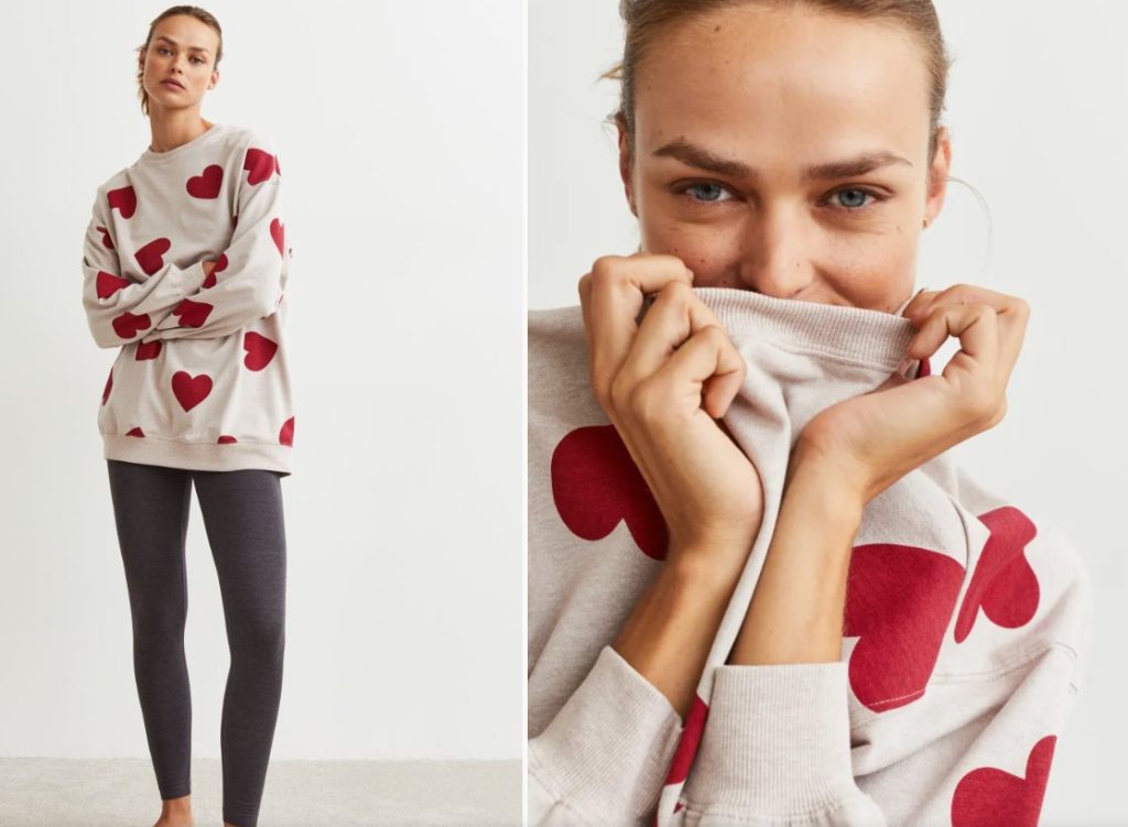 Pijama de dos piezas con corazones