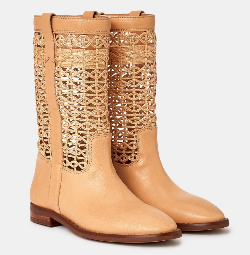 botas piel camel trenzados