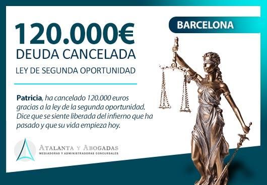 Atalanta y Abogadas cancela 120.000€ en Barcelona con la ley de la Segunda Oportunidad
