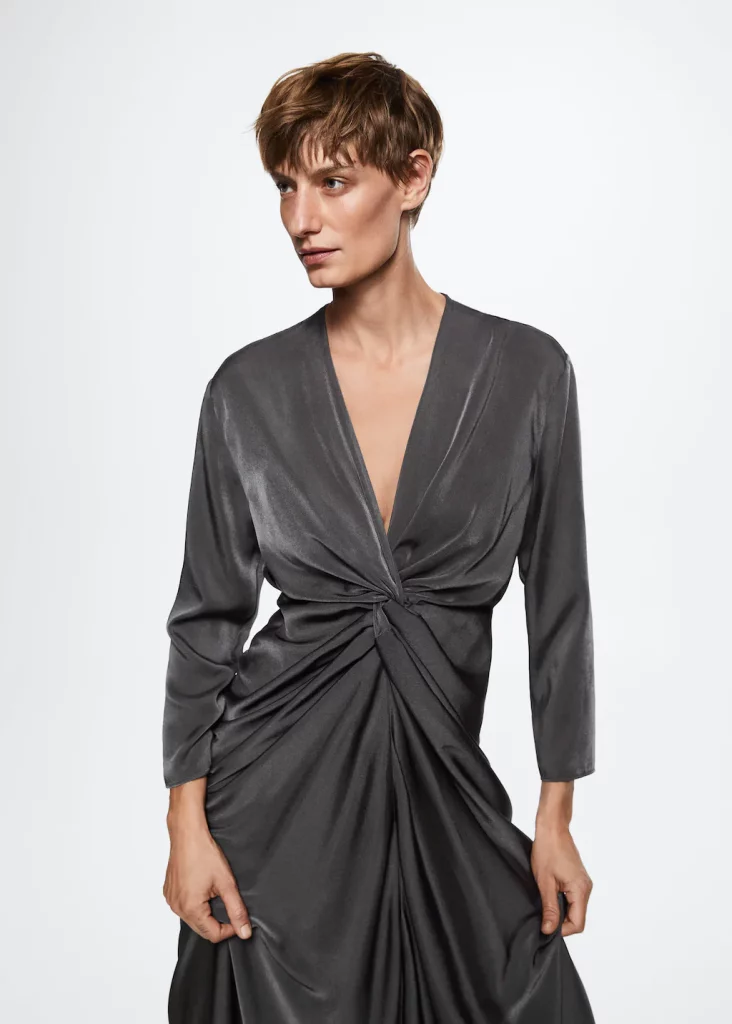Mango: vestido satinado nudo