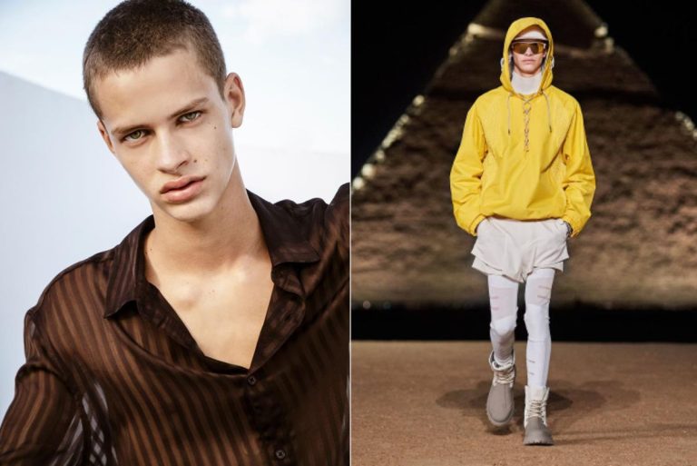 Adrián Planas, el modelo revelación español, en el desfile global de Dior en Egipto