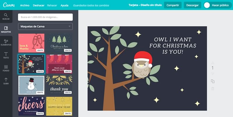 Canva para editar tarjetas de navidad 