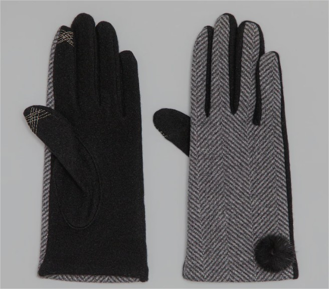 Guantes táctiles de lana en negro