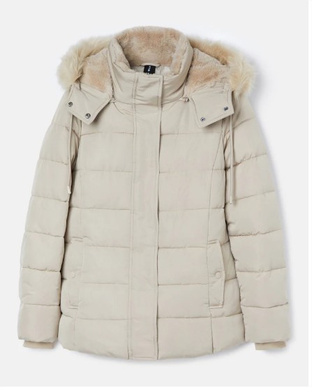 Plumífero acolchado con capucha de mujer