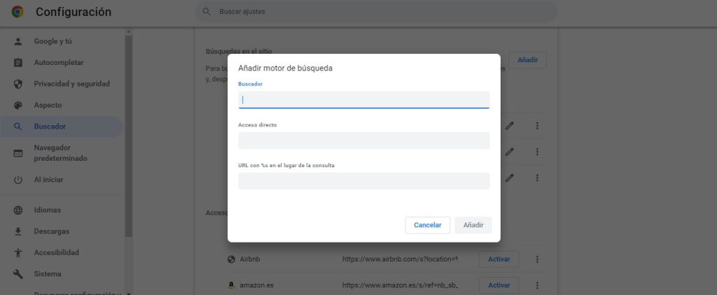 Usa el motor de búsqueda personalizada
