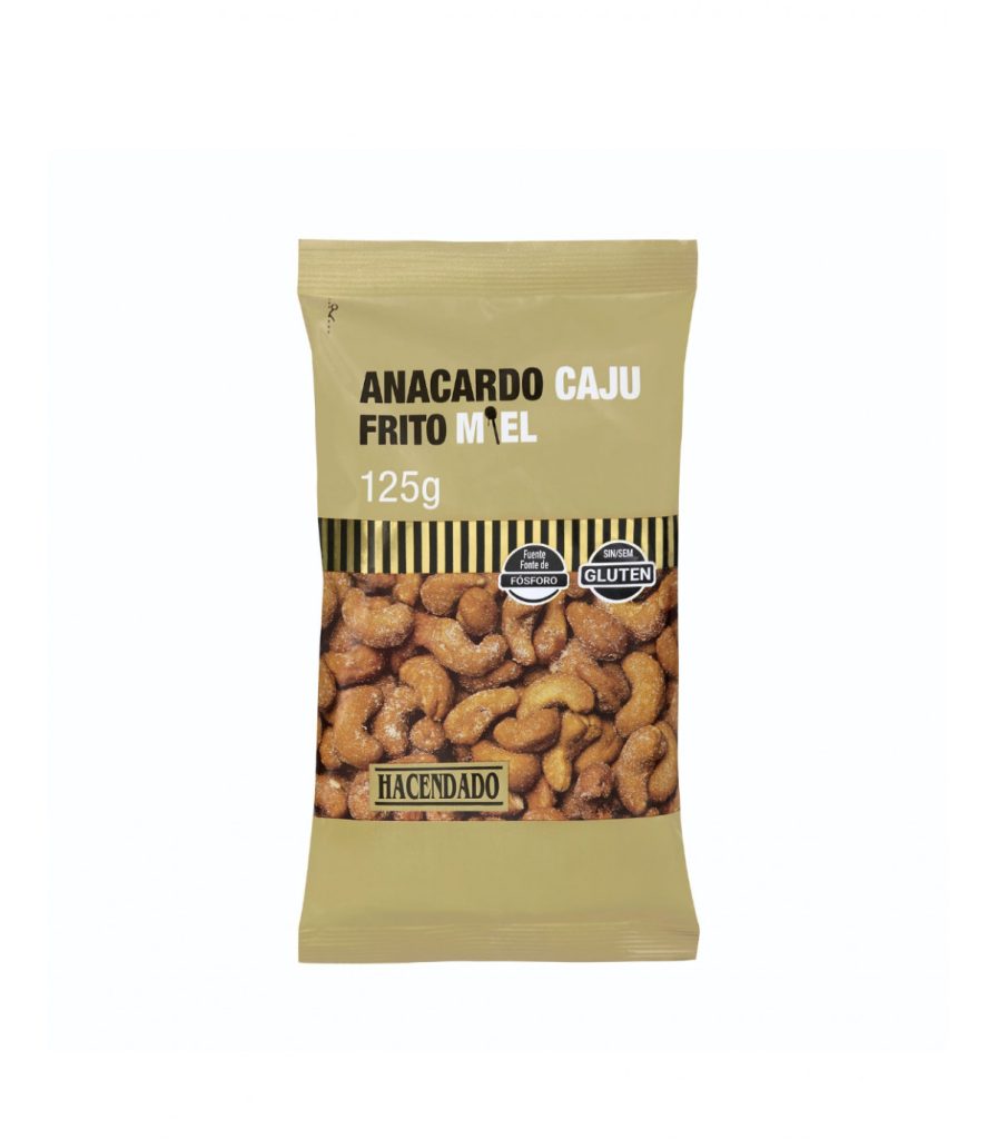 anacardo frito con miel hacendado 125g