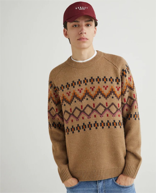 jersey cuello caja fantasia jacquard