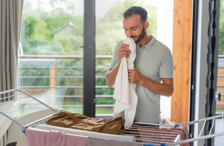 Oler ropa de cama limpia