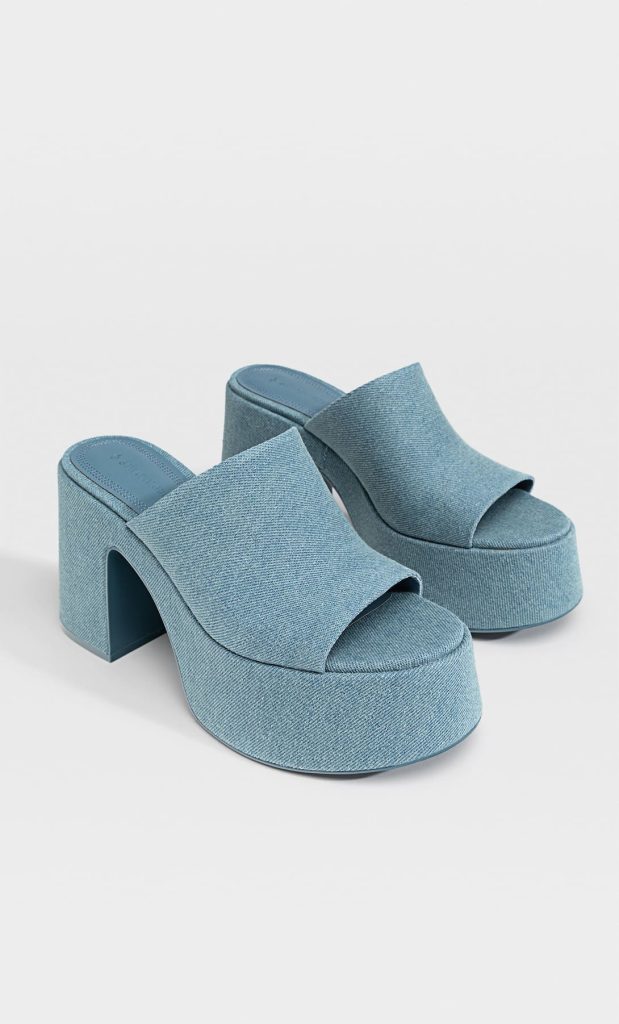 Zuecos tacón plataforma denim