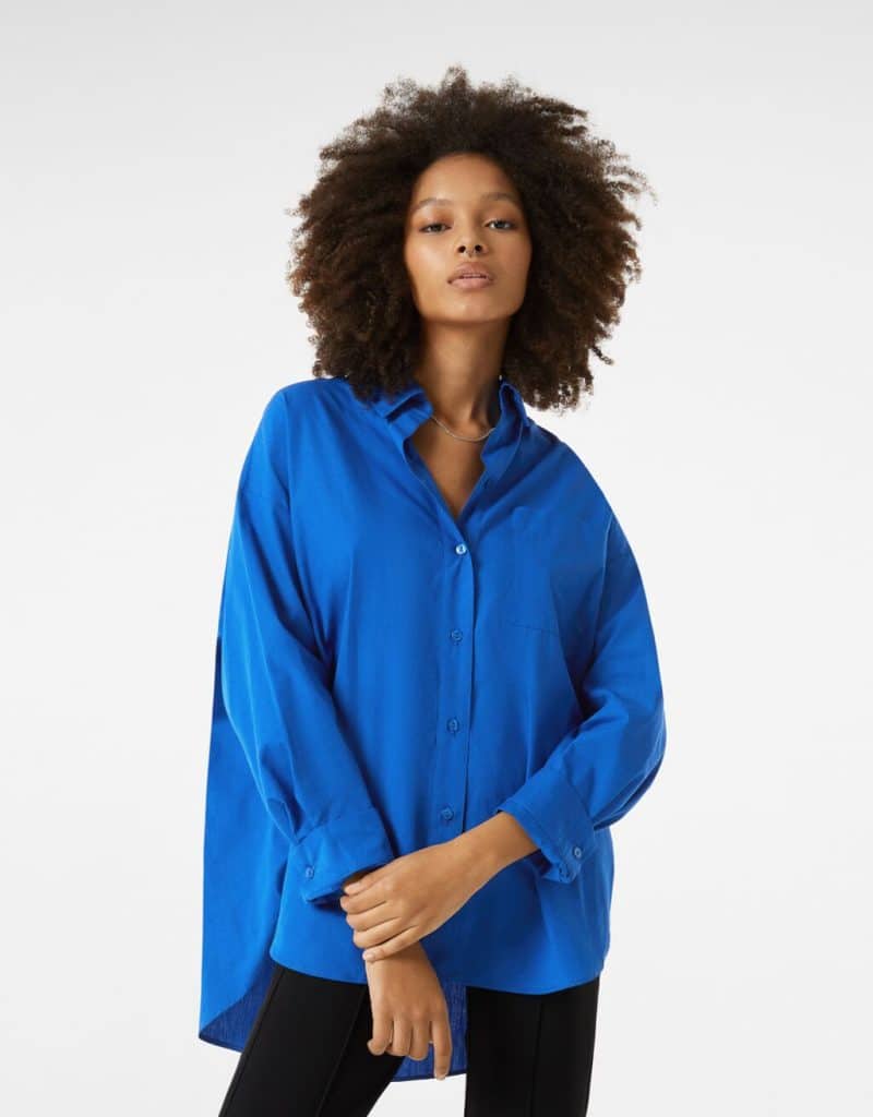 Camisa manga larga oversize popelín