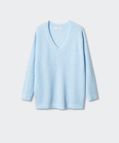 Jersey canalé cuello pico de Mango